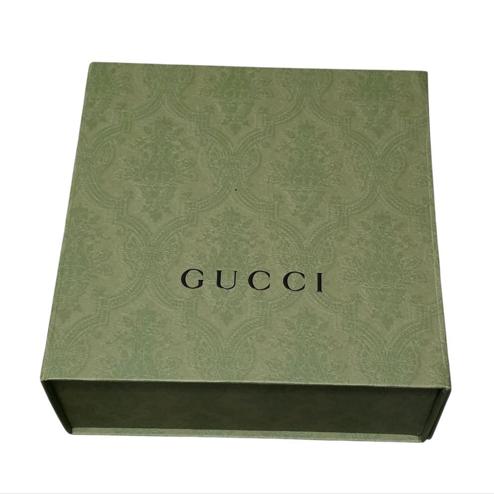 Gucci Olive Green Magnetic Close  Box And Tan Dust Bag